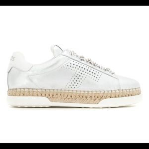 Tod‘s silver metallic espadrille sneakers